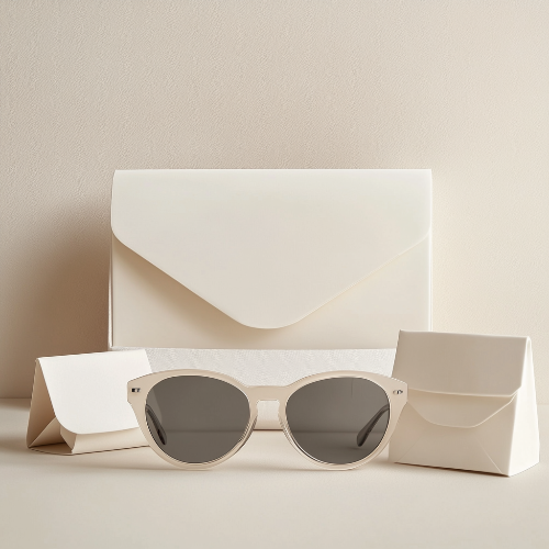 Aze prescription sunglasses and packaging - premium eyewear with 30-day hassle-free returns.