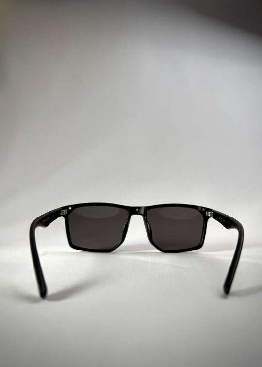 Back view of Betelgeuse matte black frame – Modern and durable prescription sunglasses.