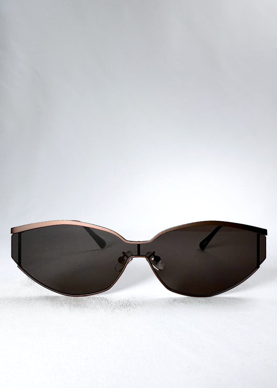 Front view of Celestia – Mocha Bronze showing the semi-rimless design and warm bronze HD nylon lenses. 