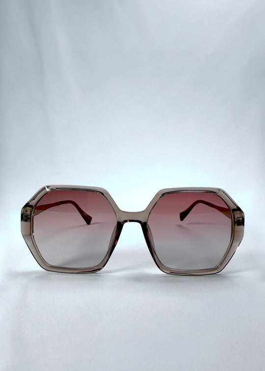 Front view of Ciel Arc sunglasses in Mocha Bronze, featuring mocha bronze frame and warm brown gradient lenses, showing the full front silhouette.