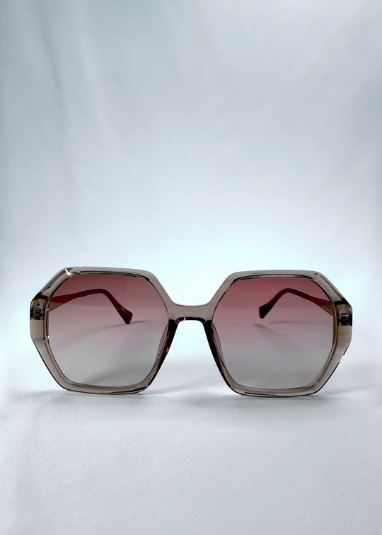 Front view of Ciel Arc sunglasses in Mocha Bronze, featuring mocha bronze frame and warm brown gradient lenses, showing the full front silhouette. 