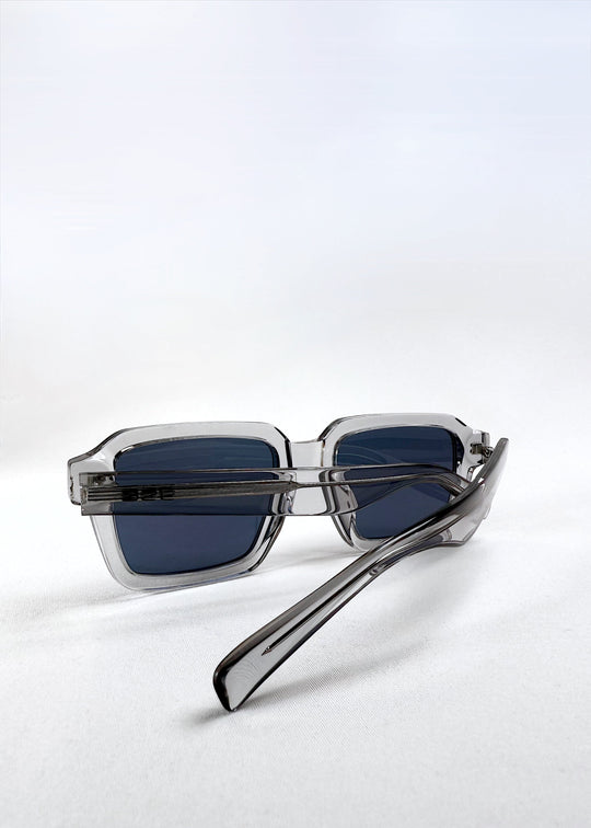 Rear flat lay of Crest - Glacier sunglasses with arms slightly open, showcasing the unisex frame shape.
