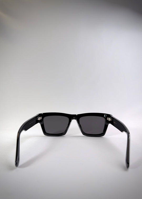 Back view of Fomalhaut black acetate prescription sunglasses, showing the inner temple design and overall fit. 