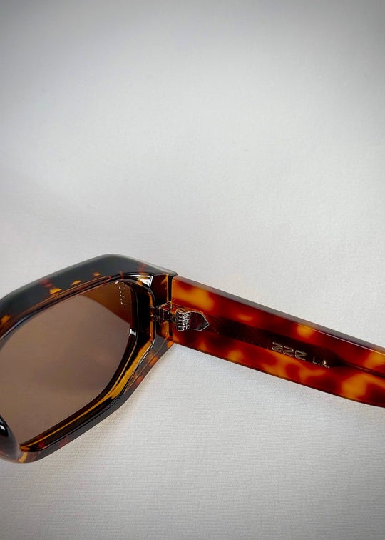 Close-up of Fomalhaut tortoiseshell sunglasses&