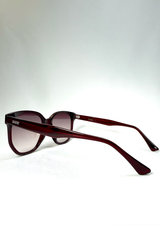 Side and temple view of Lucent Rift in Velvet Eclipse showing the subtly angular arms and translucent frame. 