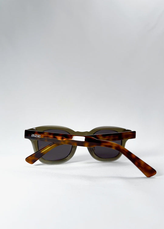 Folded back view of Phantom Verge in Ash Tortoise, showing the tortoiseshell temple arms and compact profile. 