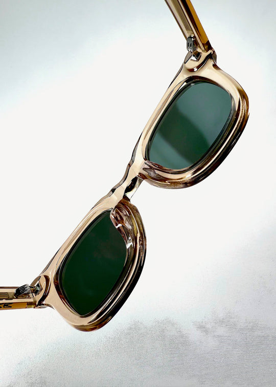 Inside view of Phantom Verge in Champagne Moss, highlighting the clean construction and lens curvature from behind. 