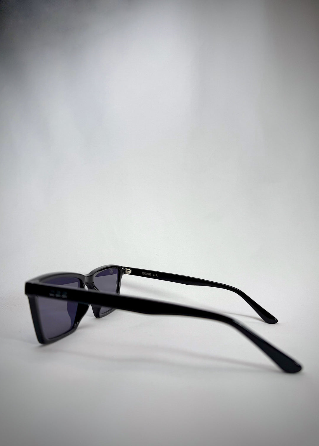 Side view of Rho Black TR90-Acetate sunglasses, highlighting the clean lines and modern design of the frame. 