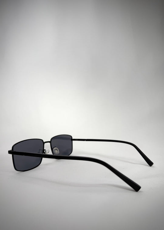 Side view of Sirius A - Semi-Matte Black sunglasses, highlighting the sleek temple design and premium metal frame. 
