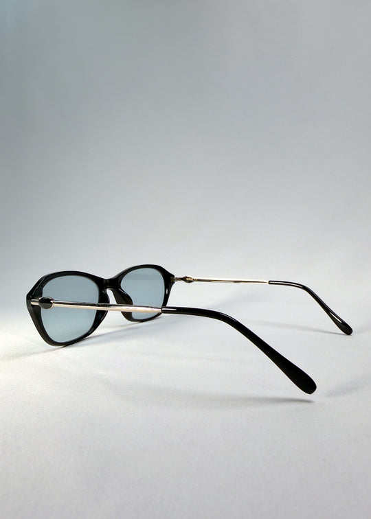 Side-temple view of Ravynor Softint sunglasses in Noir Alloy showing silver temple arms and hinge structure.