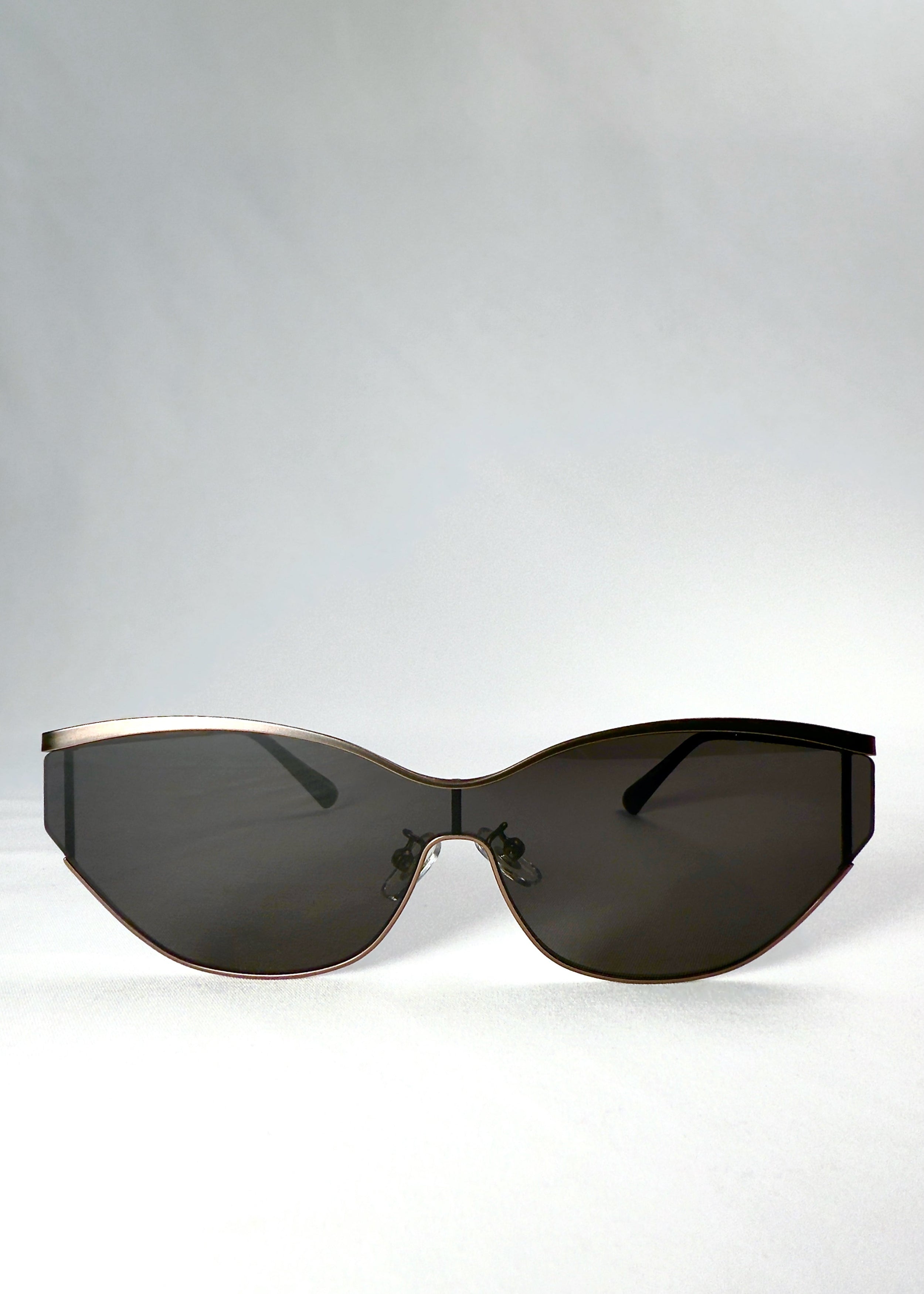 Front view of Zenith - Mocha Steel sunglasses showing full semi-rimless frame and dark HD nylon lenses.